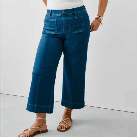 SPANX Denim - SPANX Every wear Cropped Wide Leg Denim Jeans With Patch Pockets Size 3X